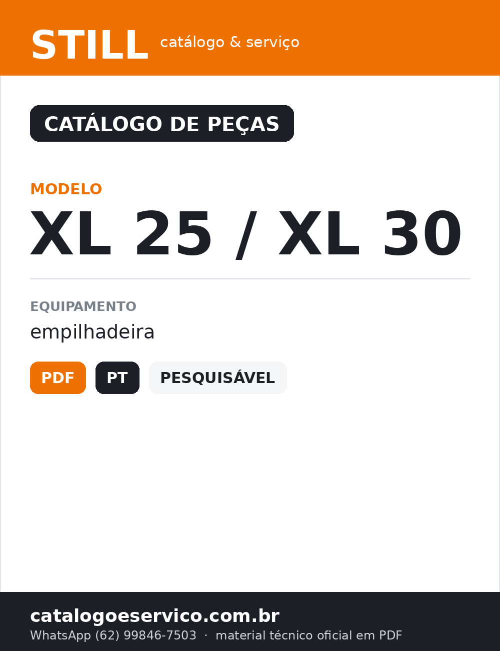 Catálogo de Peças STILL XL 25 / XL 30 — capa