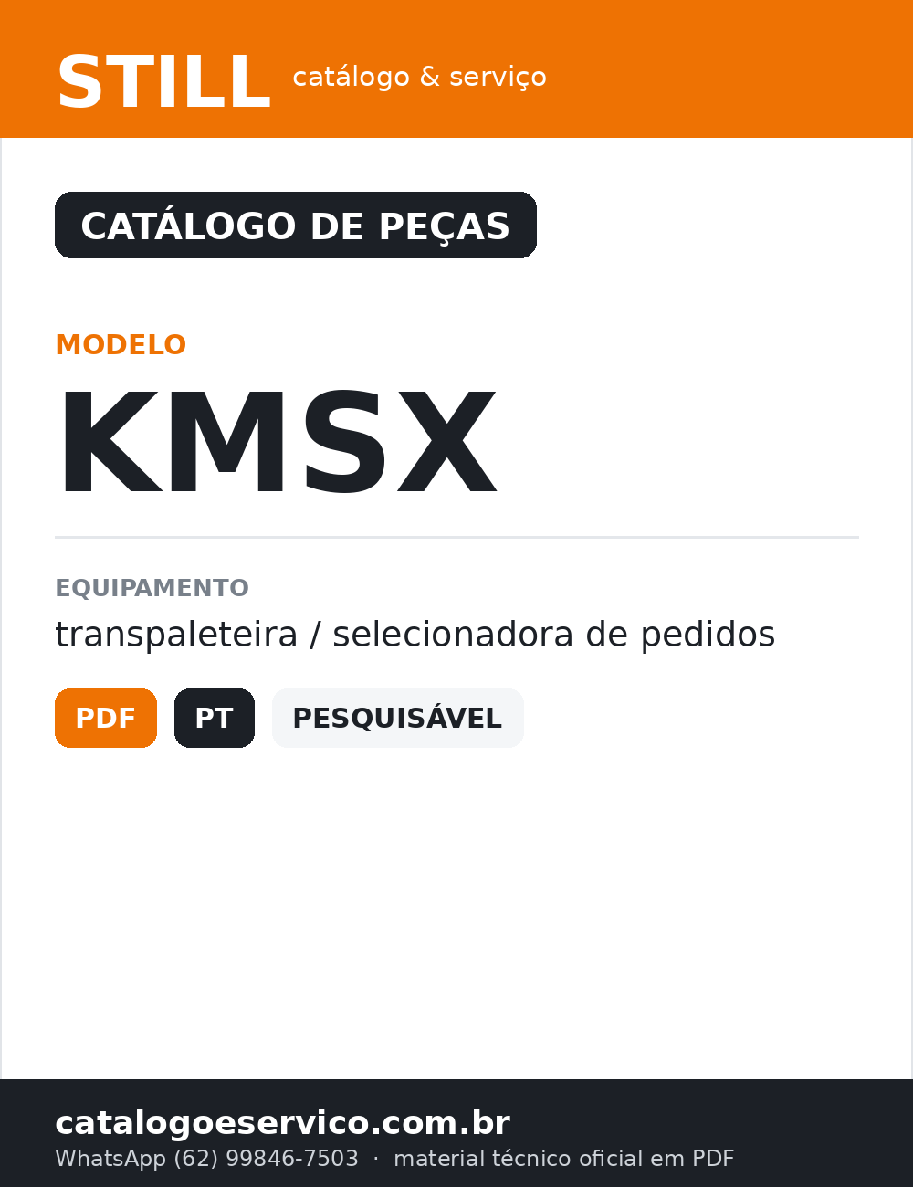 Catálogo de Peças STILL KMSX — capa