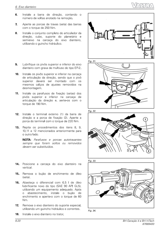 Manual de Serviço Valtra - Bh G4 Bh144, Bh154, Bh174, Bh194, Bh224