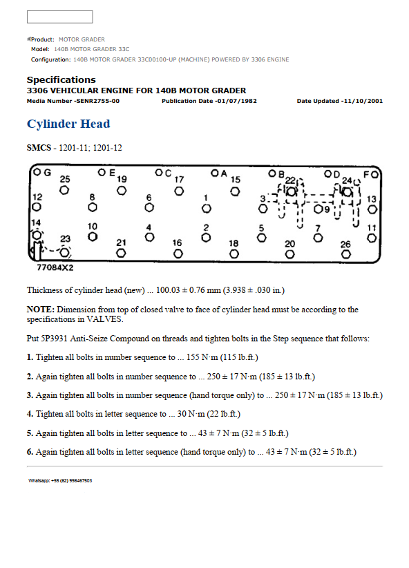 Manual de Serviço Caterpillar - 140B - Motoniveladora (Inglês) PDF