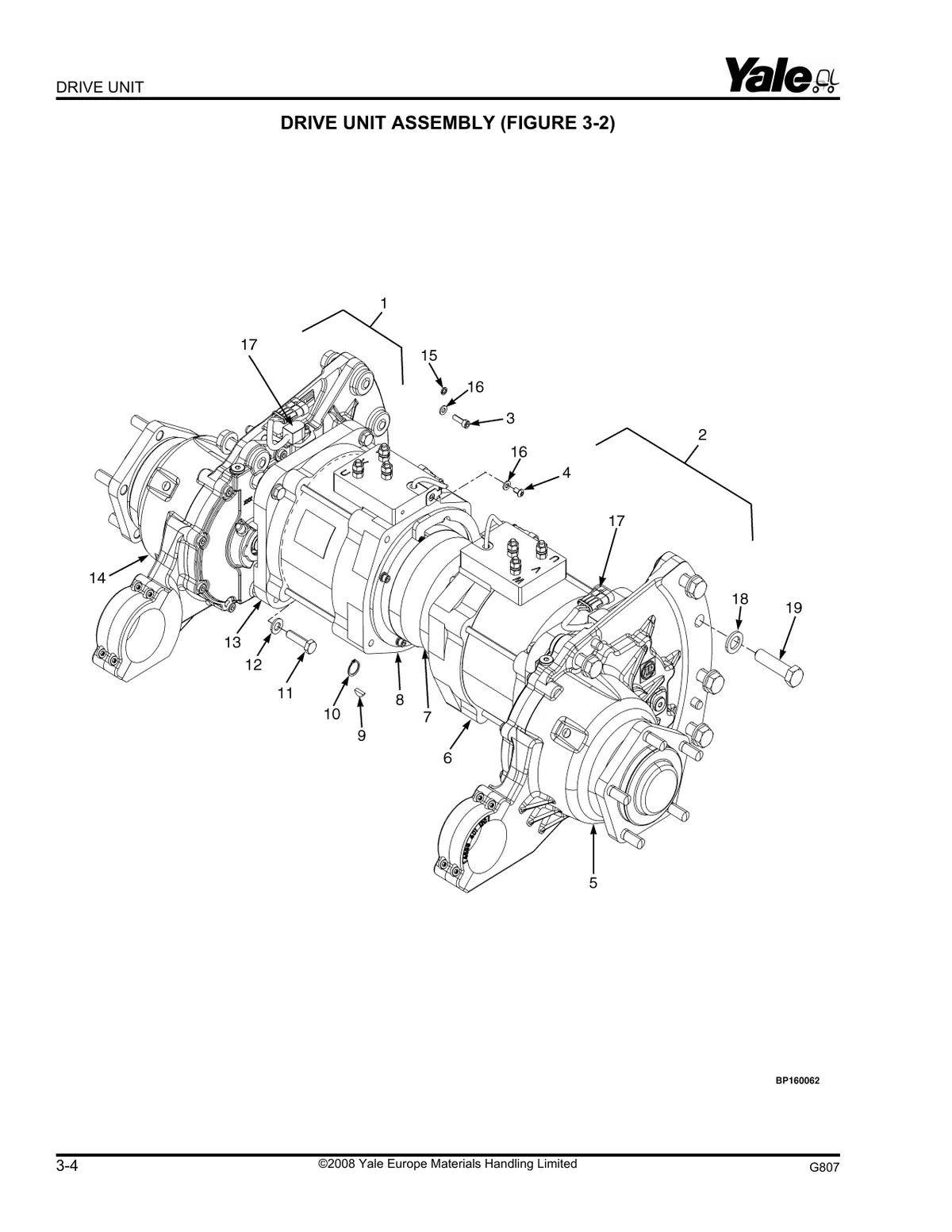 Yale Empilhadeira ERP15VT, 16VT, 18VT, 20VT (G807) — empilhadeira, vista explodida 3