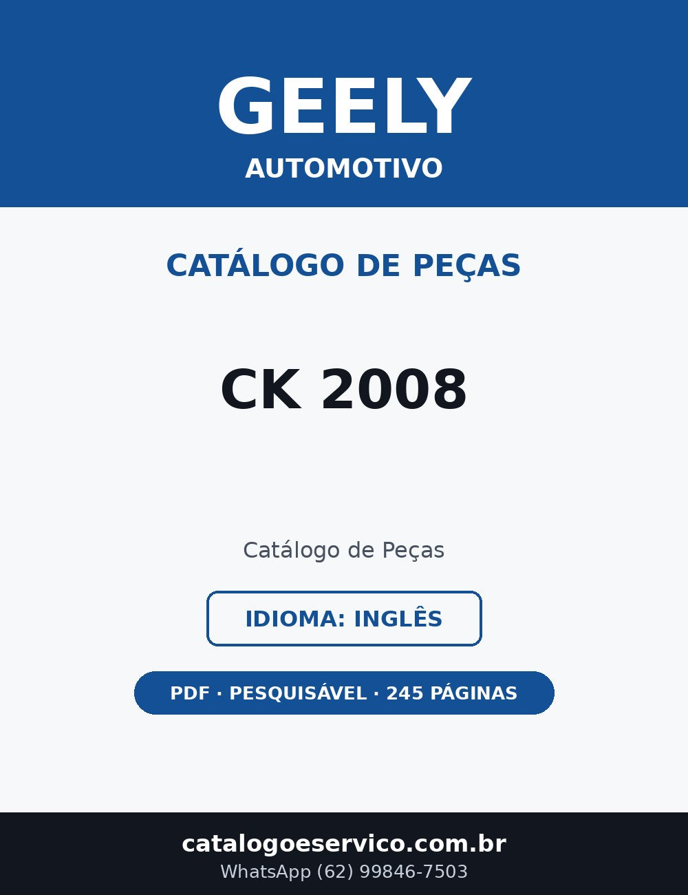 Catálogo de Peças Geely CK 2008 (Inglês)