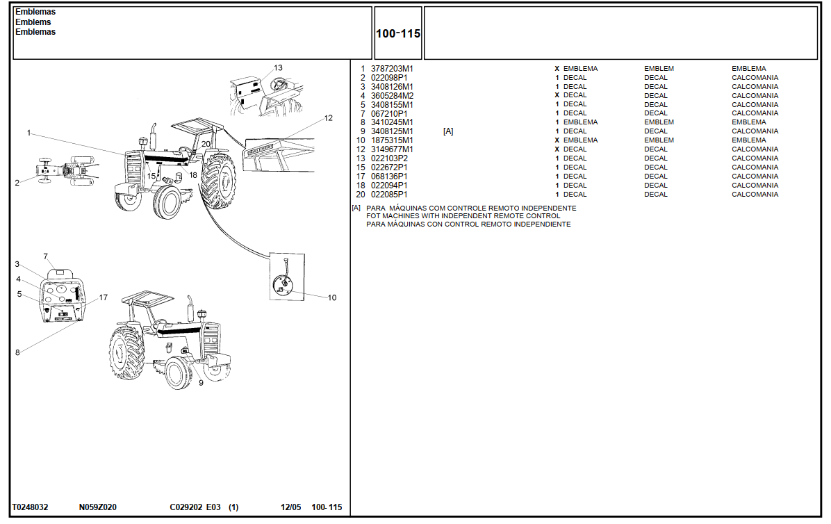 Catálogo Peças MF292 Trator Massey Ferguson 292 Completo PDF