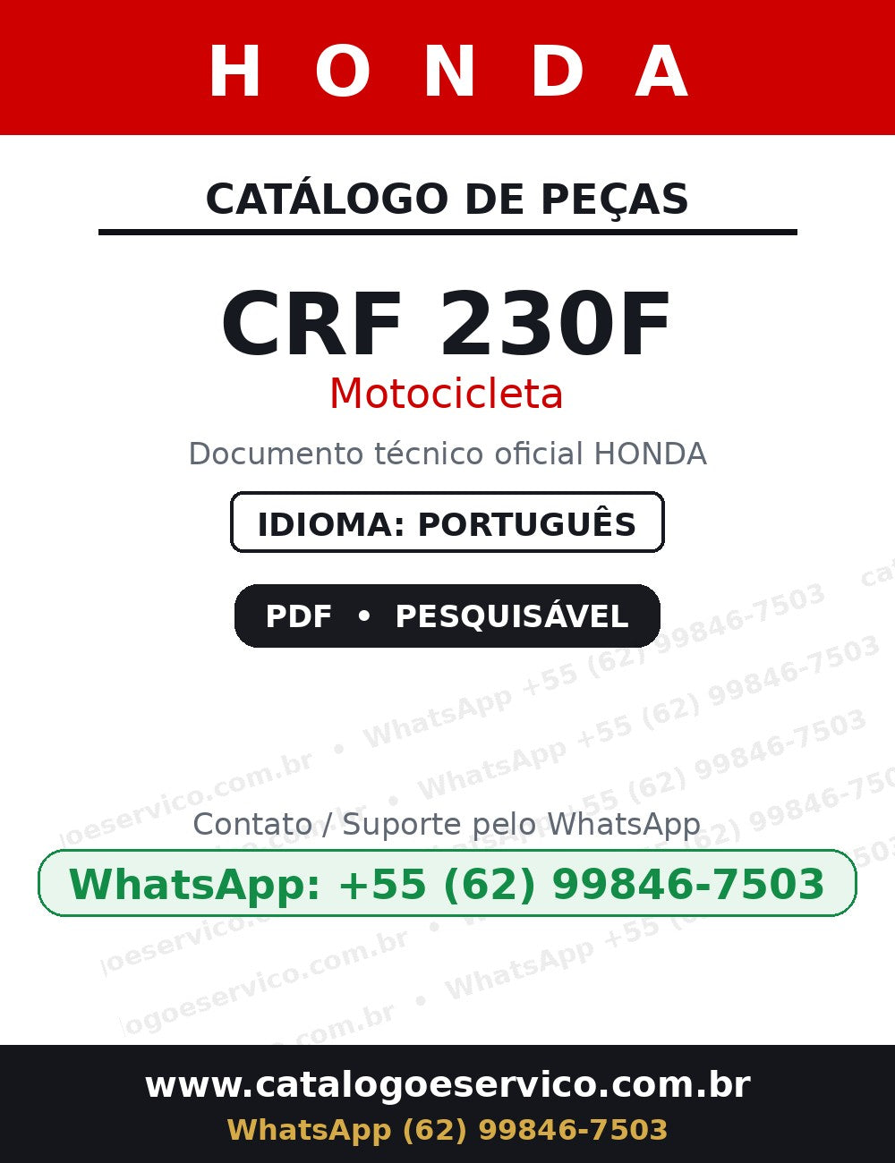 Honda Crf 230f Catalogo De Peças — capa