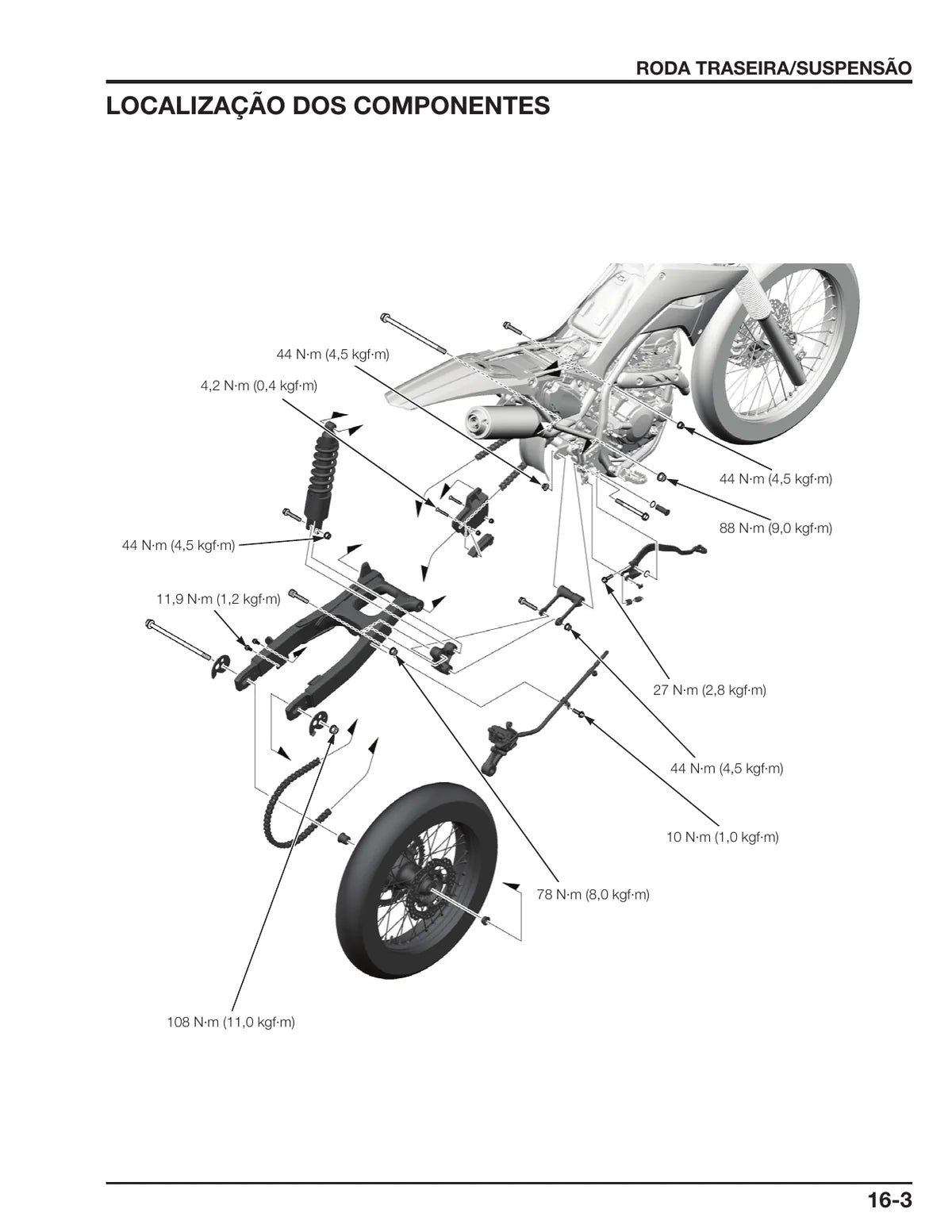 Honda Crf 250f 2019 — motocicleta, figura técnica 2