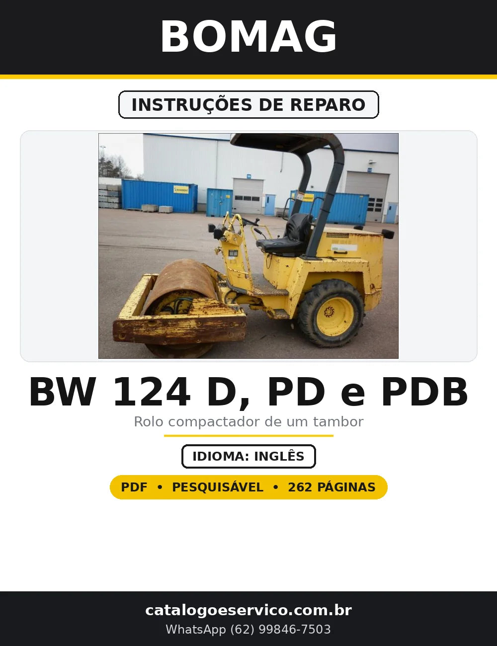 Capa do Instruções de Reparo BOMAG BW 124 D, PD e PDB em PDF com 262 páginas