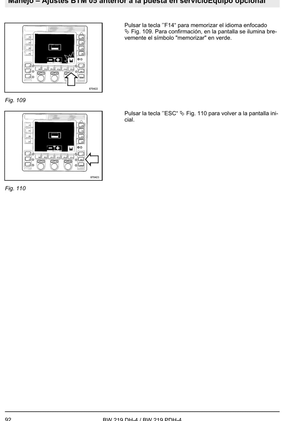 Procedimento ilustrado passo a passo — BOMAG BW 219 DH-4 e PDH-4