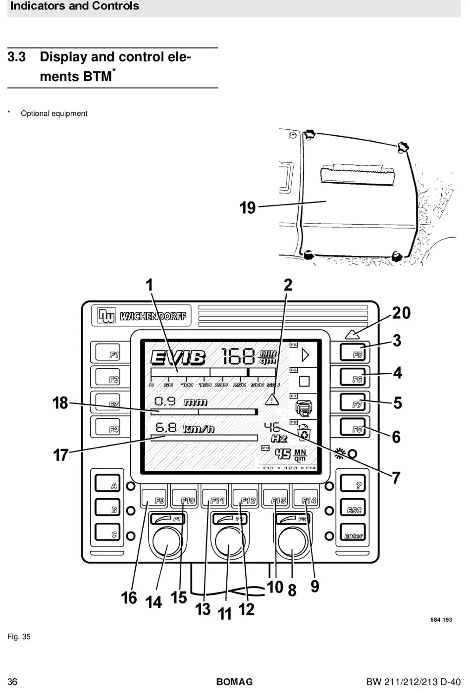 Página ilustrada do Instruções de Serviço e Manutenção BOMAG BW 211, 212 e 213 D-40/PD-40