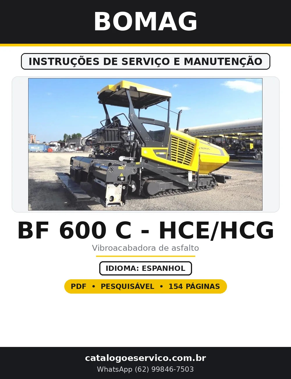 Capa do Instruções de Serviço e Manutenção BOMAG BF 600 C - HCE/HCG em PDF com 154 páginas
