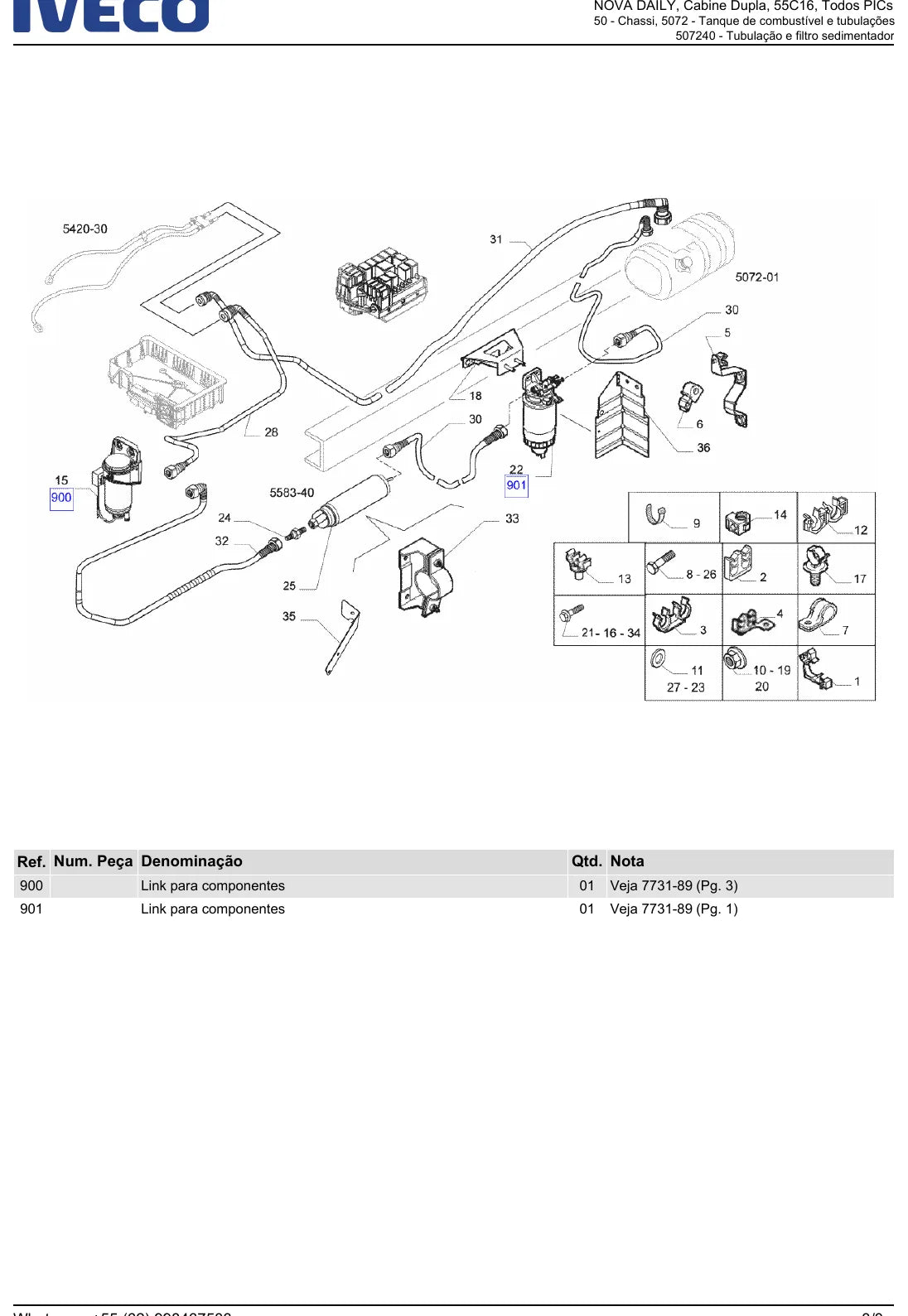 Catálogo de Peças Iveco Nova Daily 55C16 — diagrama de componentes (página interna do PDF)