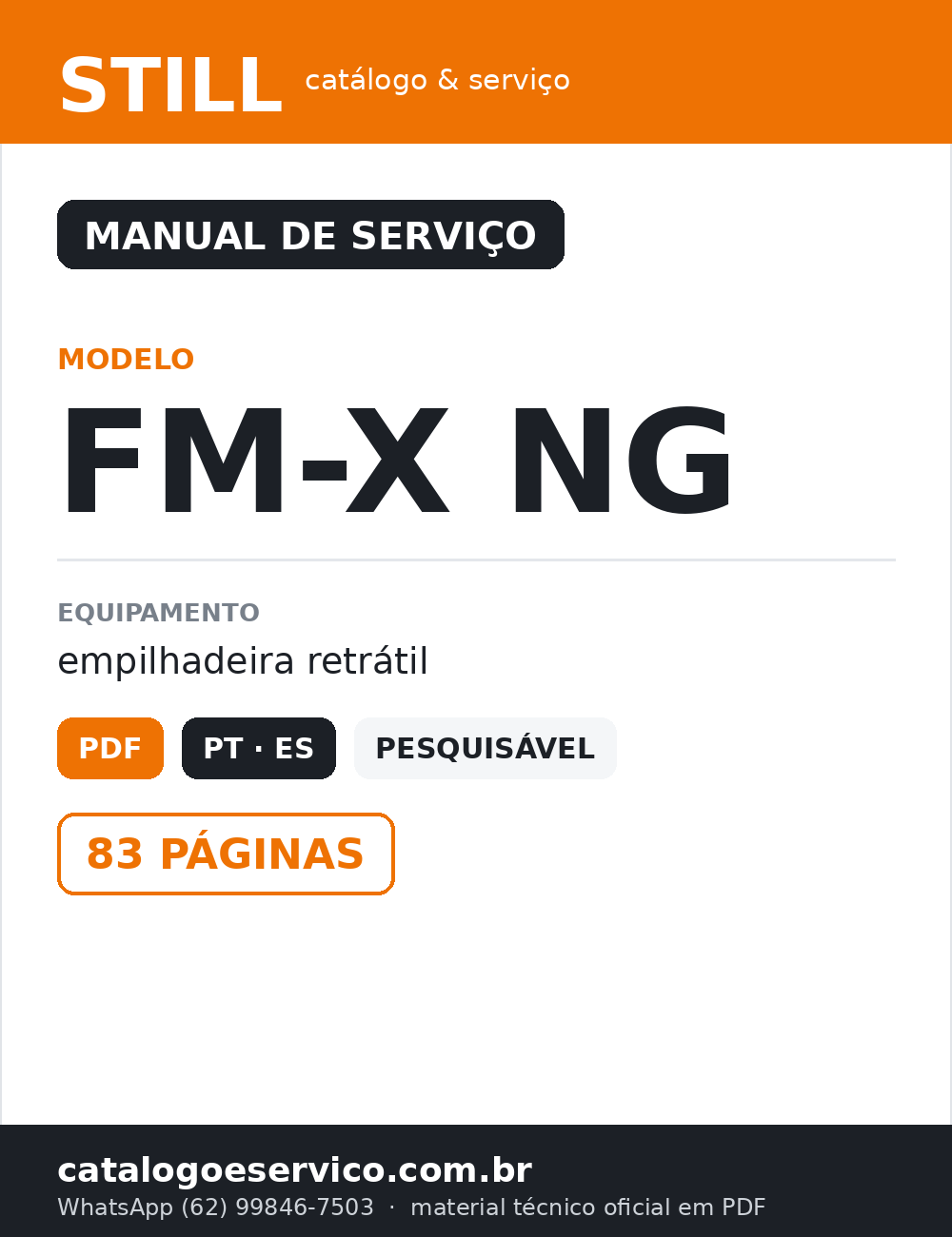 Manual de Serviço STILL FM-X NG — Empilhadeira retrátil — capa