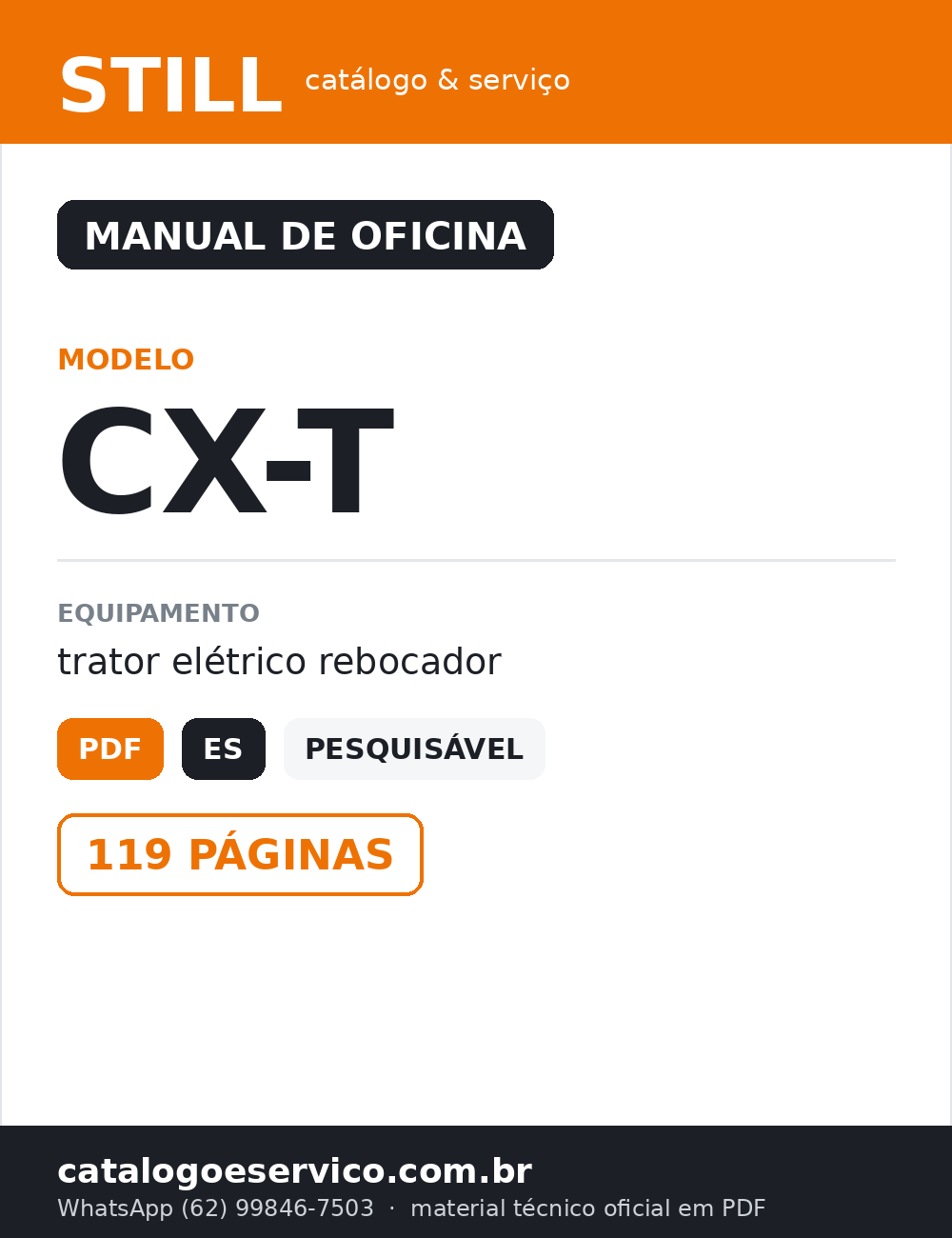 Manual de Oficina STILL CX-T — Trator elétrico rebocador — capa