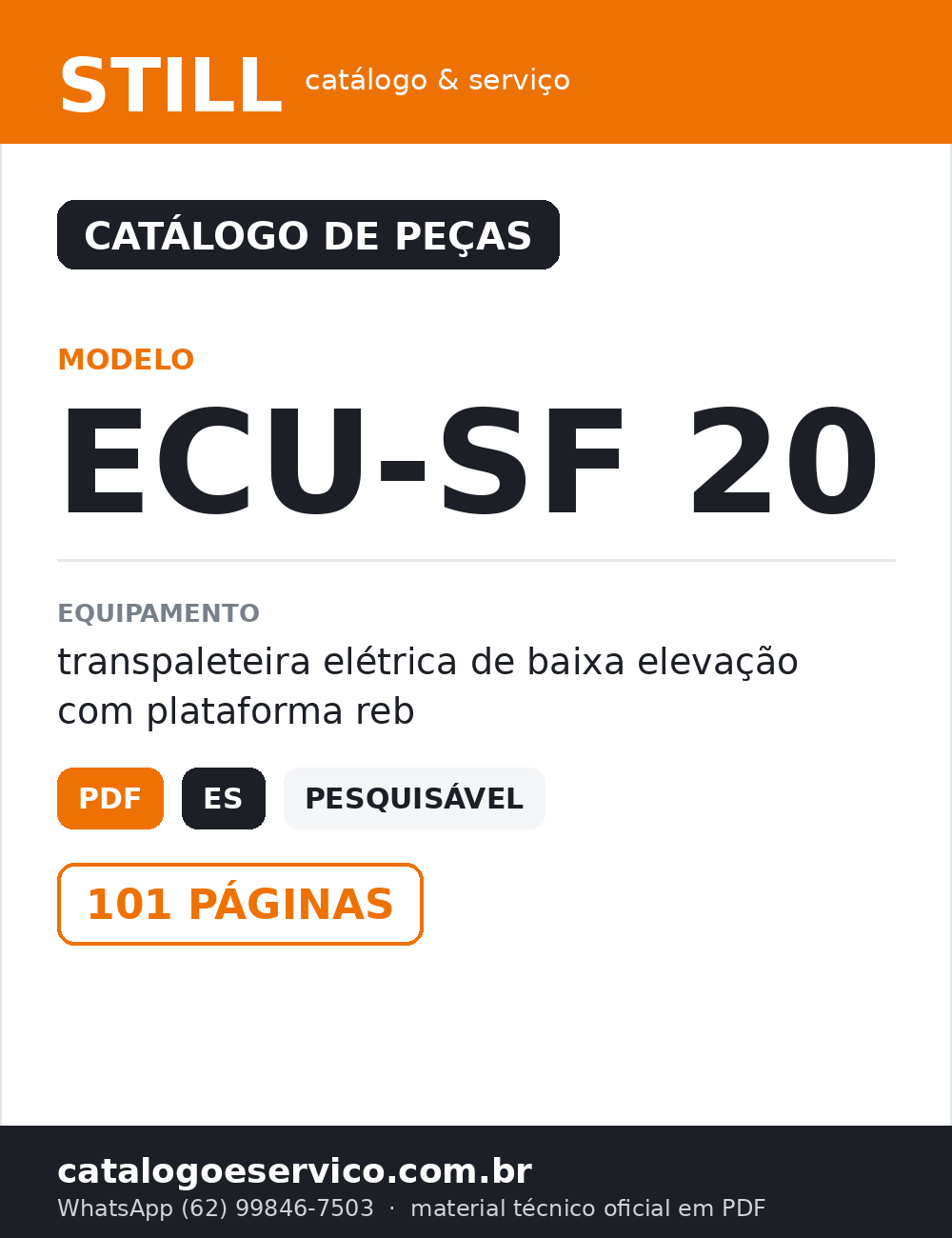 Catálogo de Peças STILL ECU-SF 20 — Transpaleteira elétrica de baixa elevação com plataforma rebatível — capa