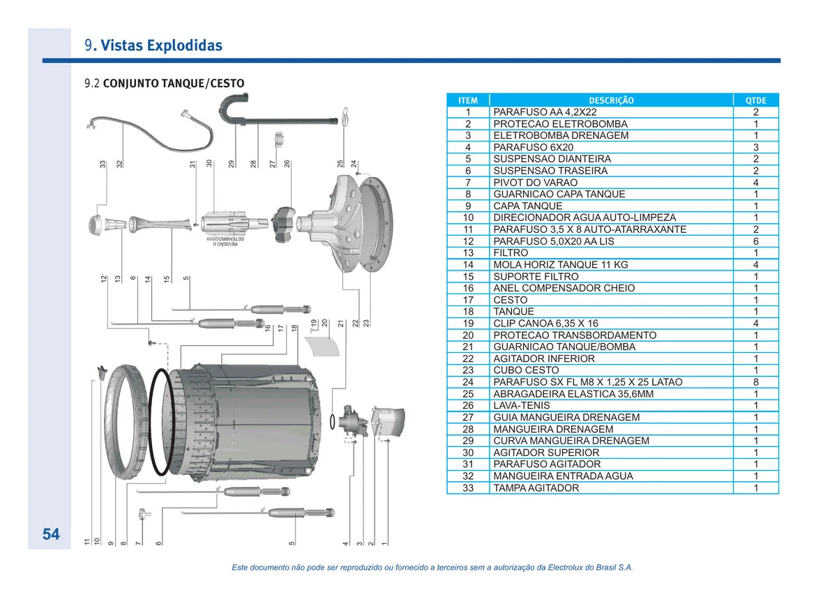 Electrolux Lavadora de Roupas Top Load LBU15 — eletrodoméstico, figura técnica 4