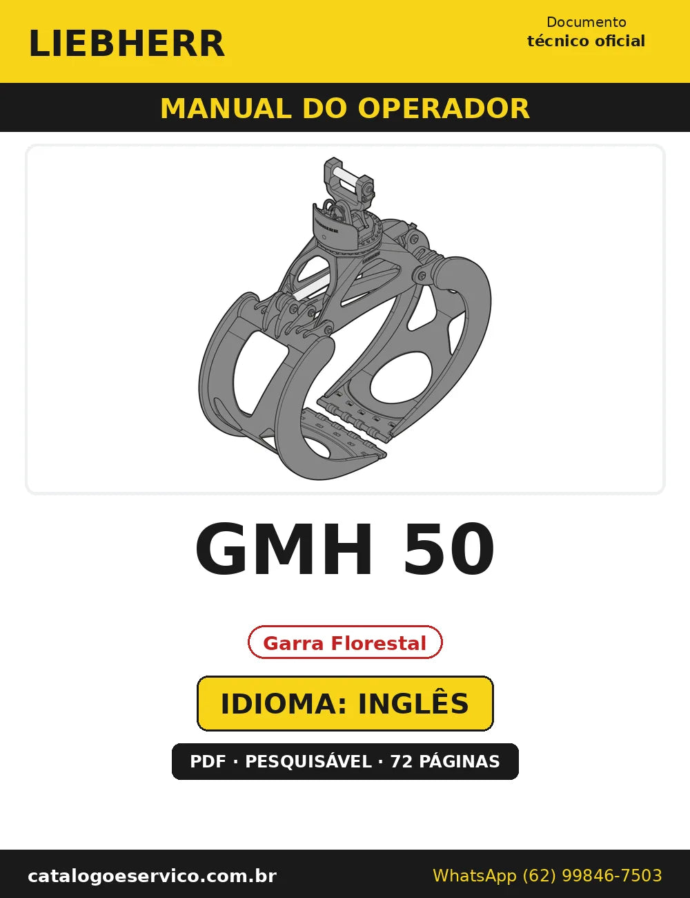 Capa do Manual do Operador Liebherr GMH 50 — Garra Florestal