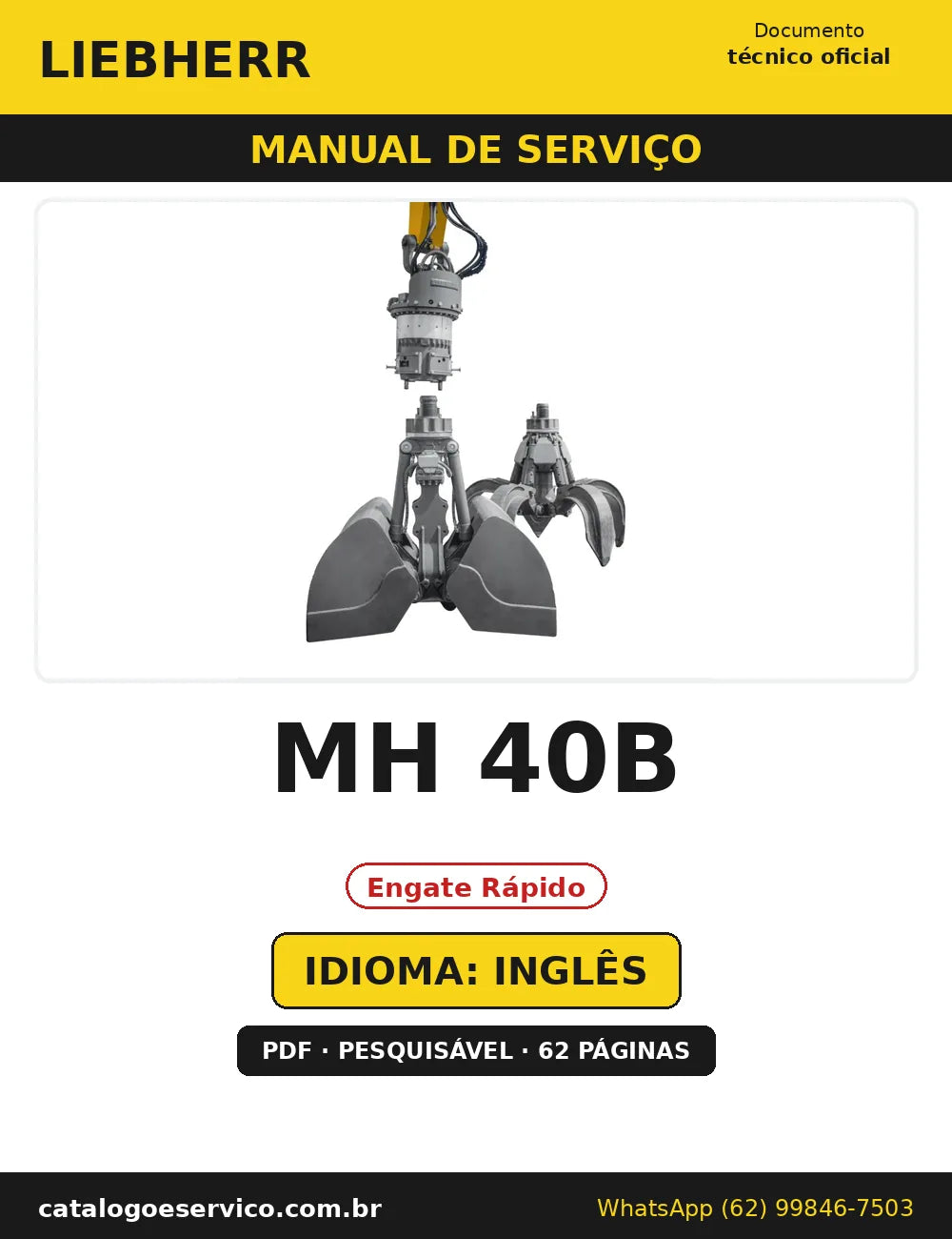Capa do Manual de Serviço Liebherr MH 40B — Engate Rápido
