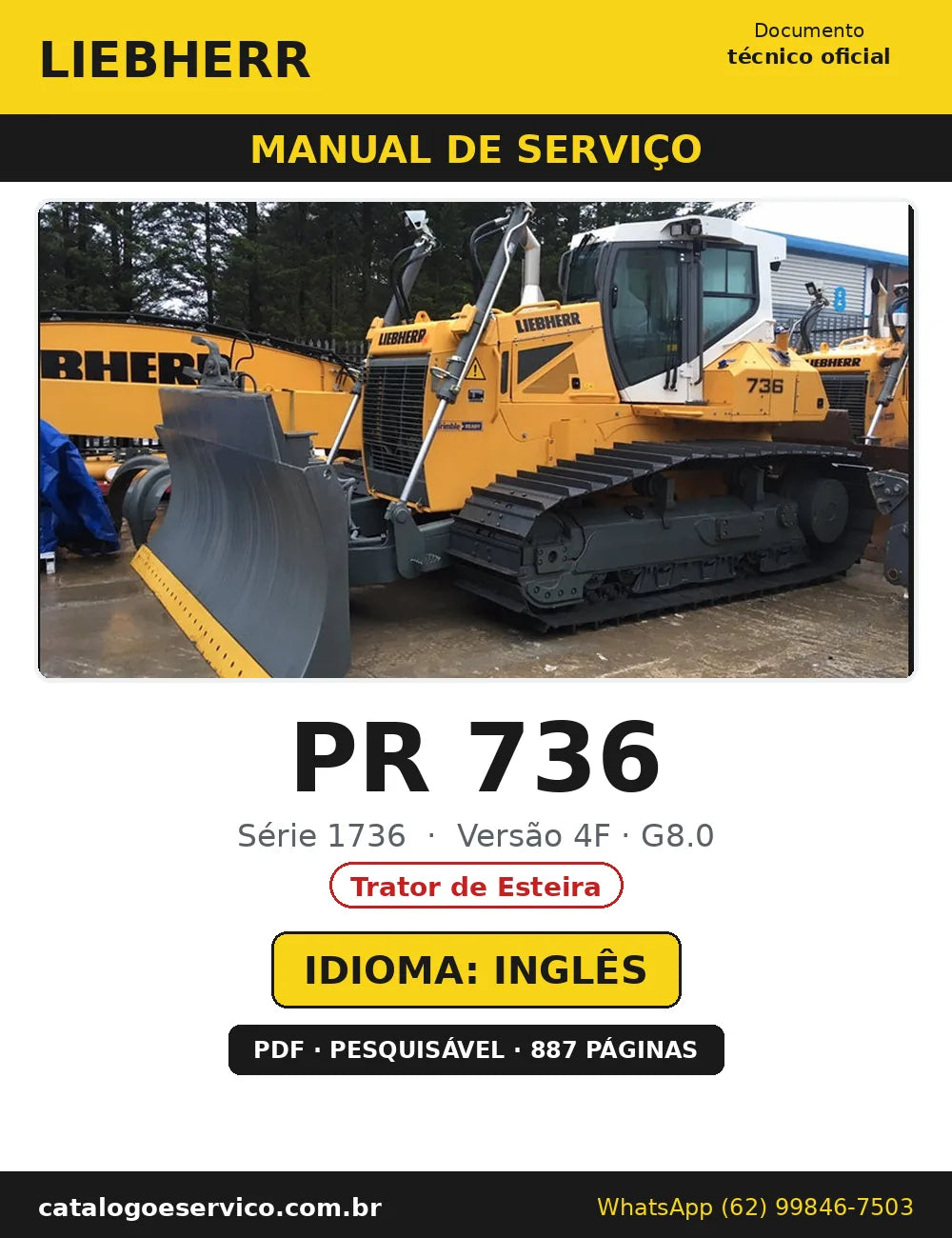 Capa do Manual de Serviço Liebherr PR 736 1736 4F · G8.0 — Trator de Esteira