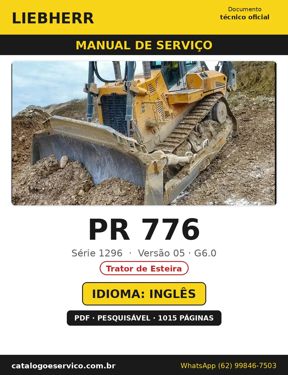 Capa do Manual de Serviço Liebherr PR 776 1296 05 · G6.0 — Trator de Esteira