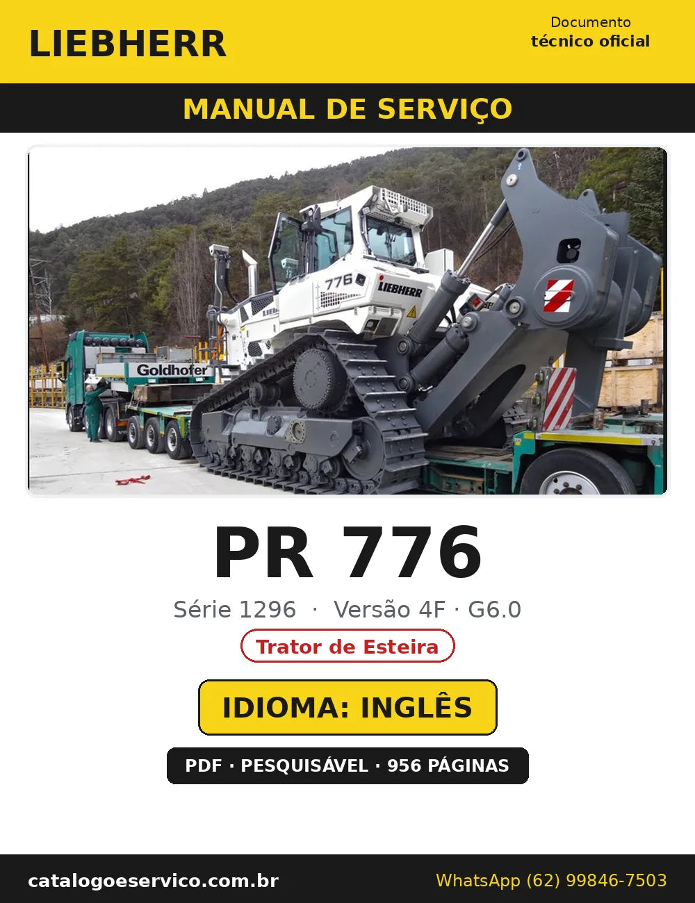 Capa do Manual de Serviço Liebherr PR 776 1296 4F · G6.0 — Trator de Esteira