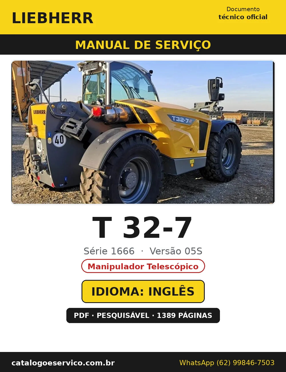 Capa do Manual de Serviço Liebherr T 32-7 1666 05S — Manipulador Telescópico