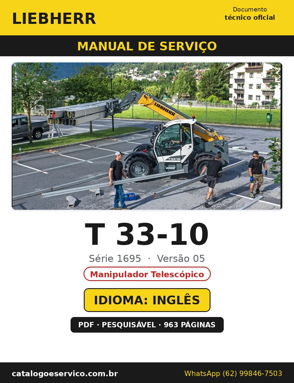 Capa do Manual de Serviço Liebherr T 33-10 1695 05 — Manipulador Telescópico