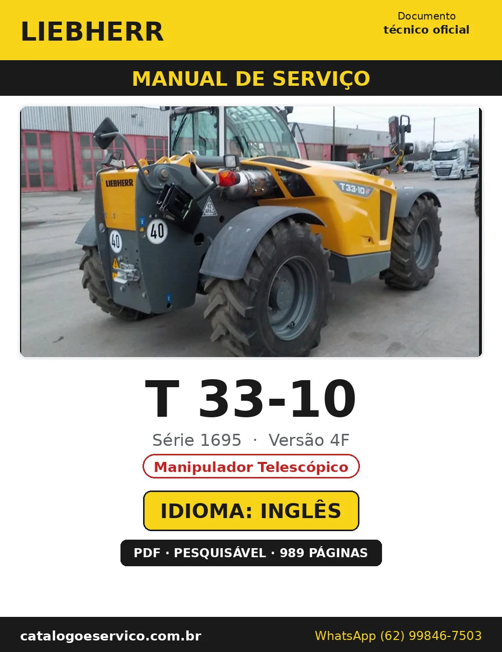 Capa do Manual de Serviço Liebherr T 33-10 1695 4F — Manipulador Telescópico