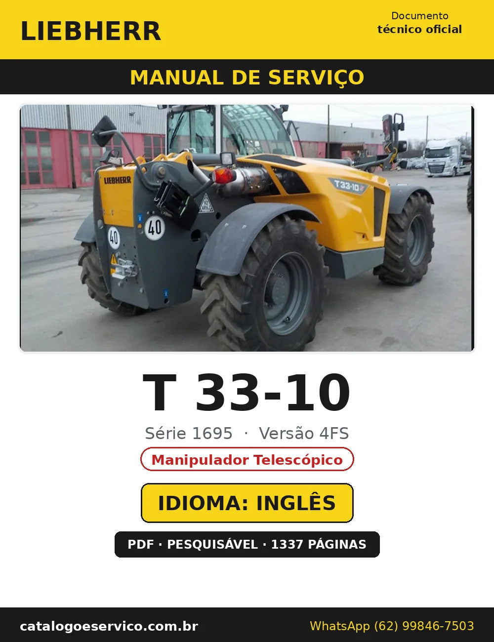 Capa do Manual de Serviço Liebherr T 33-10 1695 4FS — Manipulador Telescópico