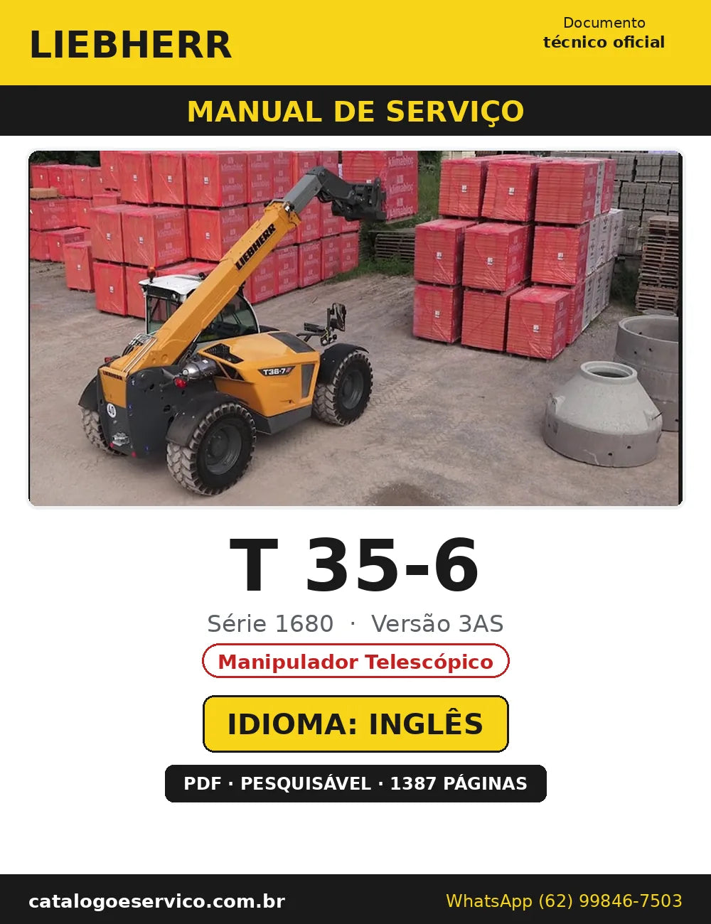 Capa do Manual de Serviço Liebherr T 35-6 1680 3AS — Manipulador Telescópico