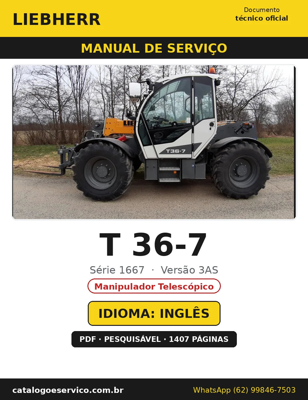Capa do Manual de Serviço Liebherr T 36-7 1667 3AS — Manipulador Telescópico