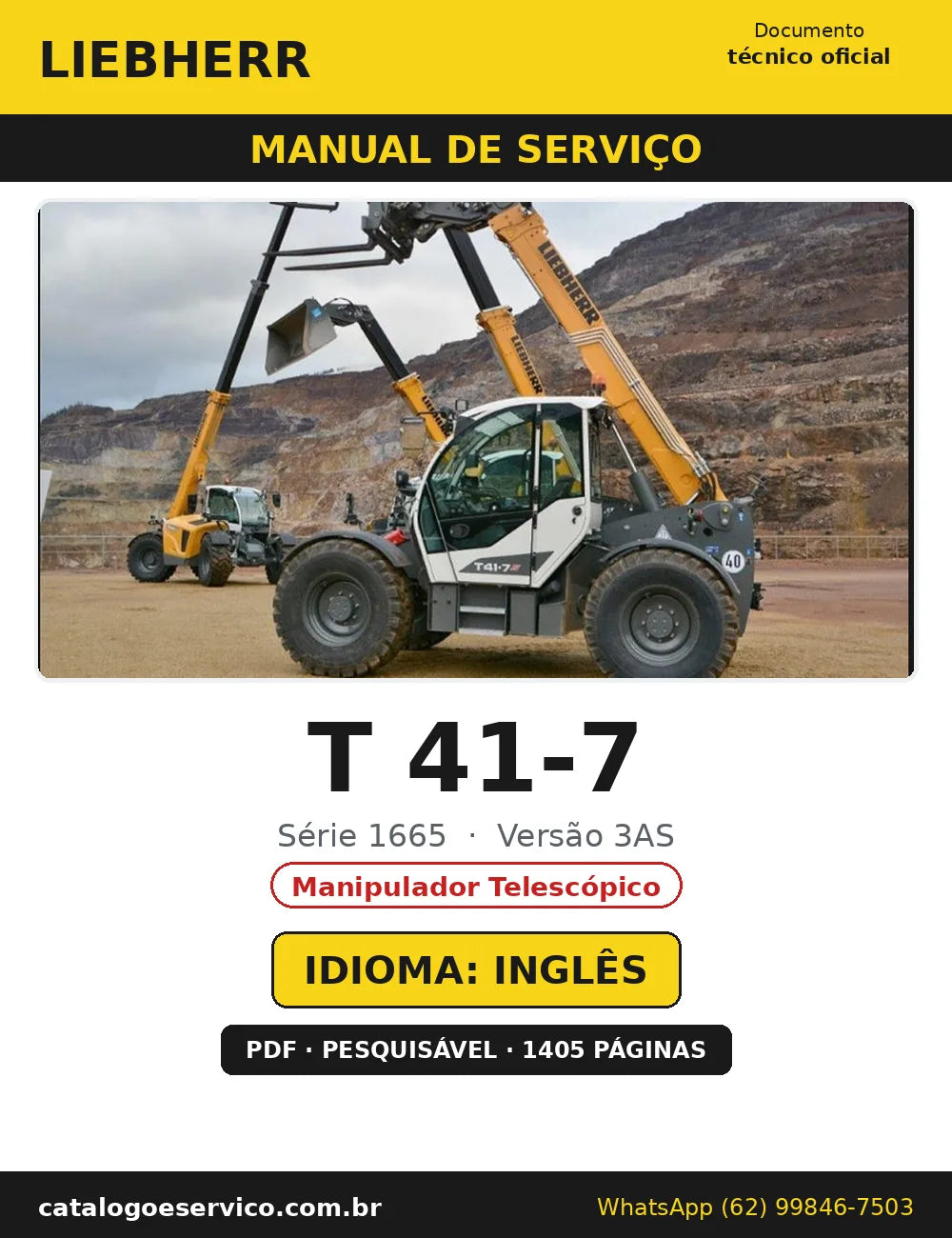 Capa do Manual de Serviço Liebherr T 41-7 1665 3AS — Manipulador Telescópico
