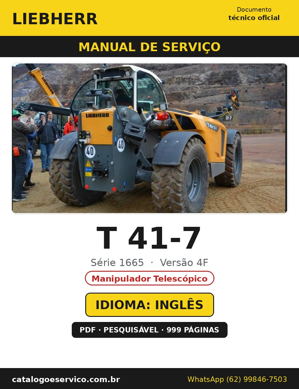 Capa do Manual de Serviço Liebherr T 41-7 1665 4F — Manipulador Telescópico