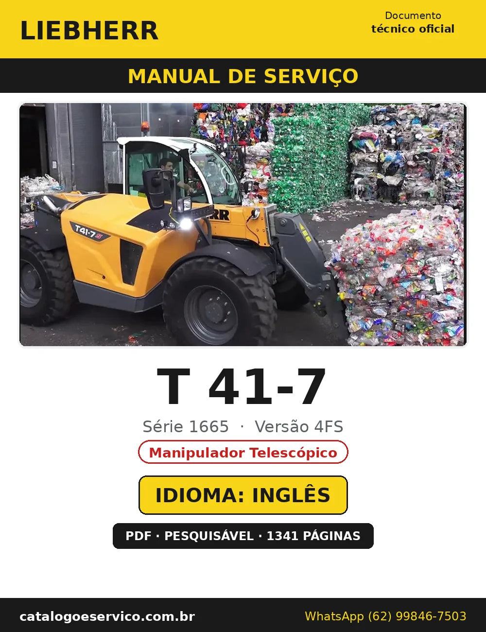 Capa do Manual de Serviço Liebherr T 41-7 1665 4FS — Manipulador Telescópico