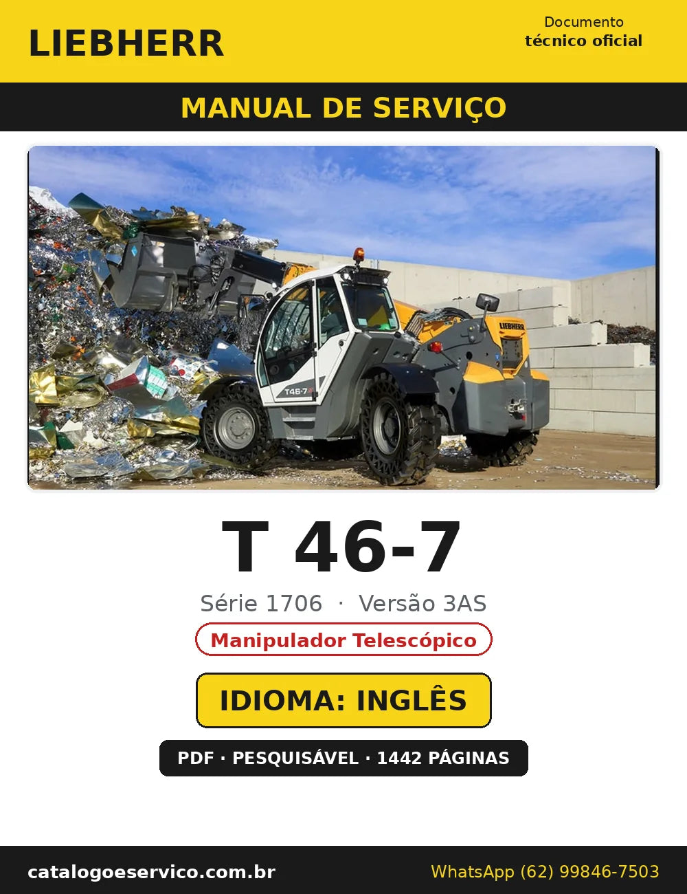 Capa do Manual de Serviço Liebherr T 46-7 1706 3AS — Manipulador Telescópico