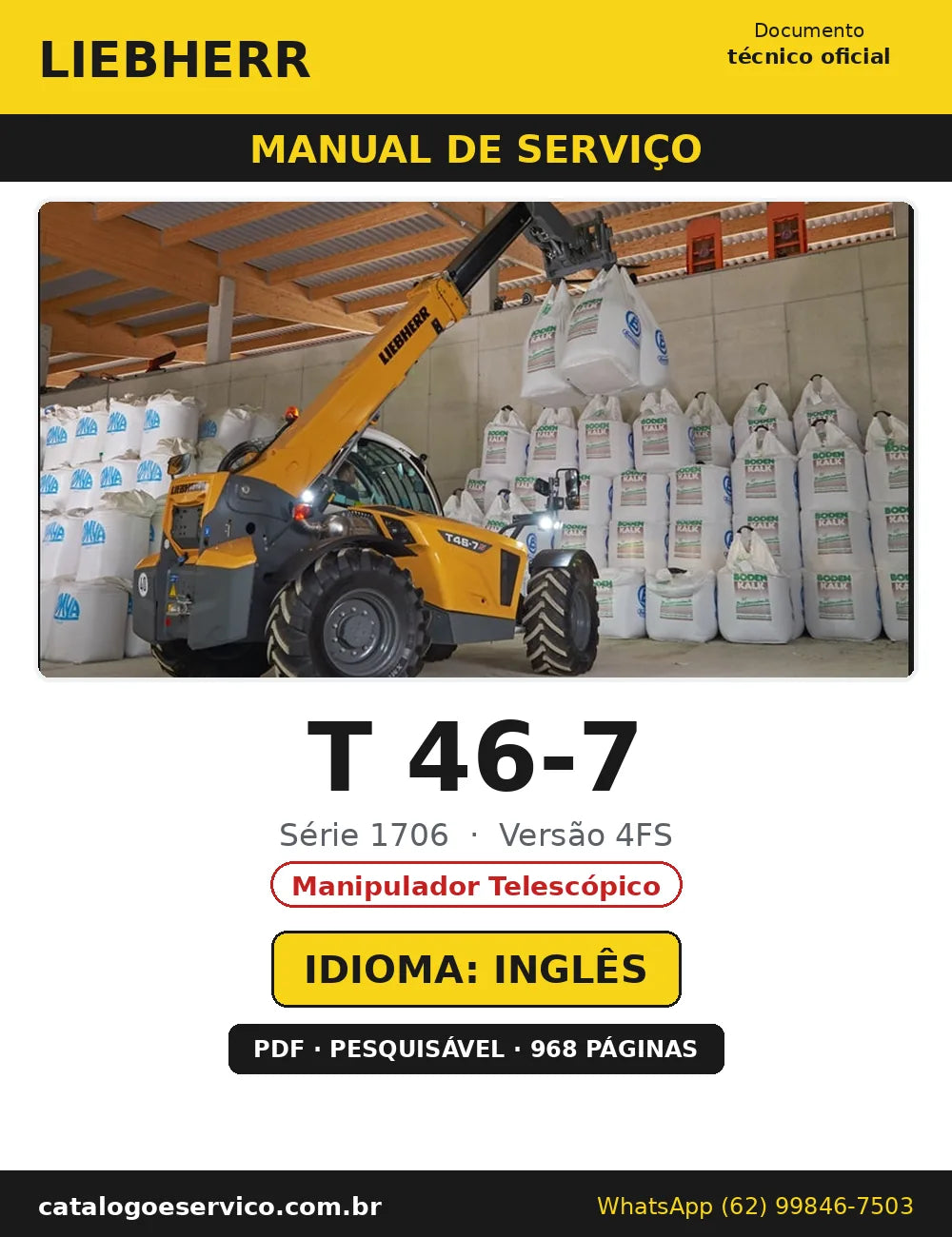 Capa do Manual de Serviço Liebherr T 46-7 1706 4FS — Manipulador Telescópico