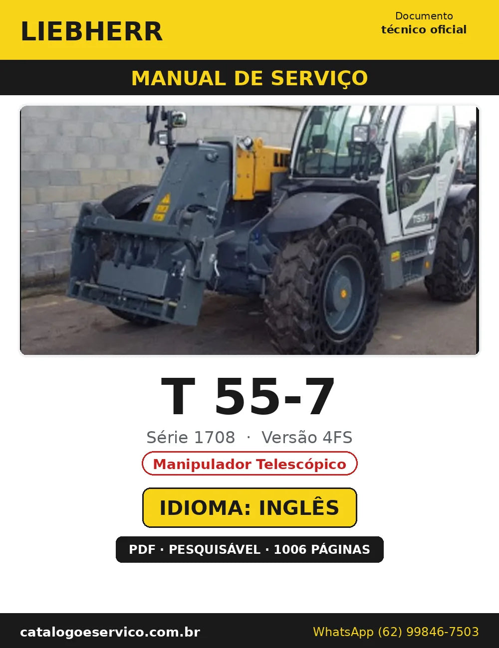 Capa do Manual de Serviço Liebherr T 55-7 1708 4FS — Manipulador Telescópico