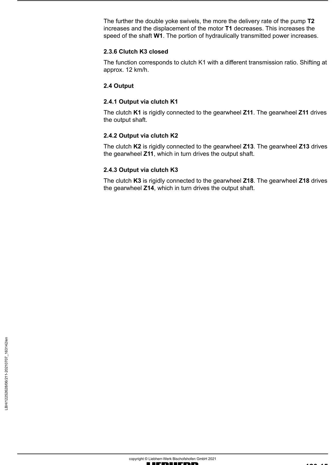 Manual de Serviço Liebherr L586-1761 — tabela/esquema técnico (página interna do PDF)