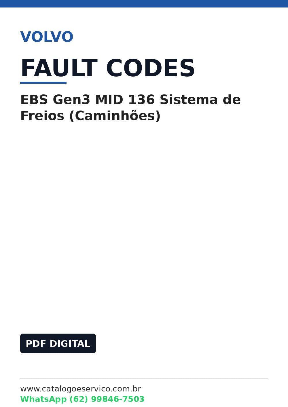 Lista de Códigos de Falha Volvo EBS Gen3 MID 136 Sistema de Freios (Caminhões)