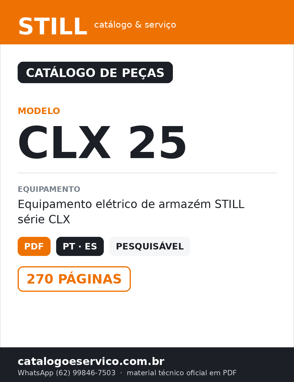 Catálogo De Peças Still Clx 25 - Empilhadeira — capa