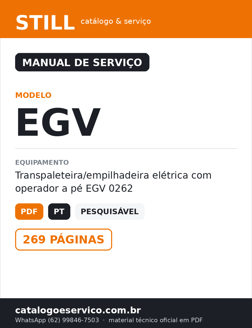 Manual De Manutenção Empilhadeira Still Egv — capa
