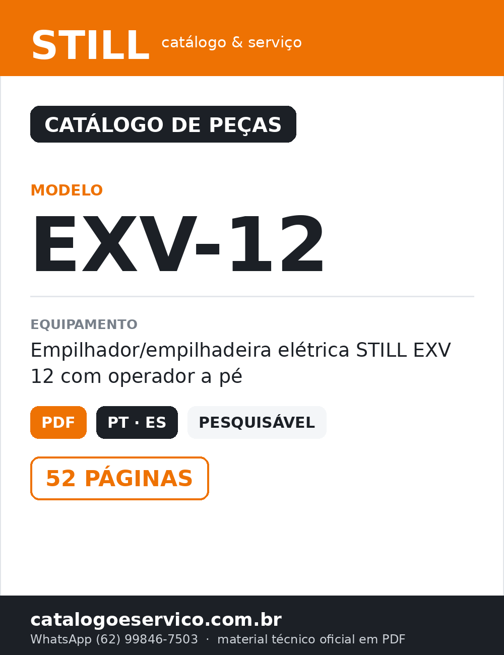 Catálogo De Peças Empilhadeira Exv-12 Still  - — capa