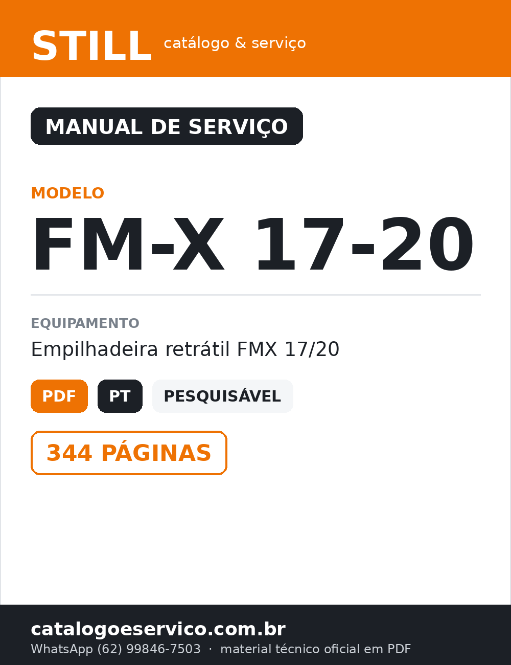 MANUAL DE SERVIÇOS DE OFICINA PDF EMPILHADEIRA FM-X 17–20 - STILL — capa