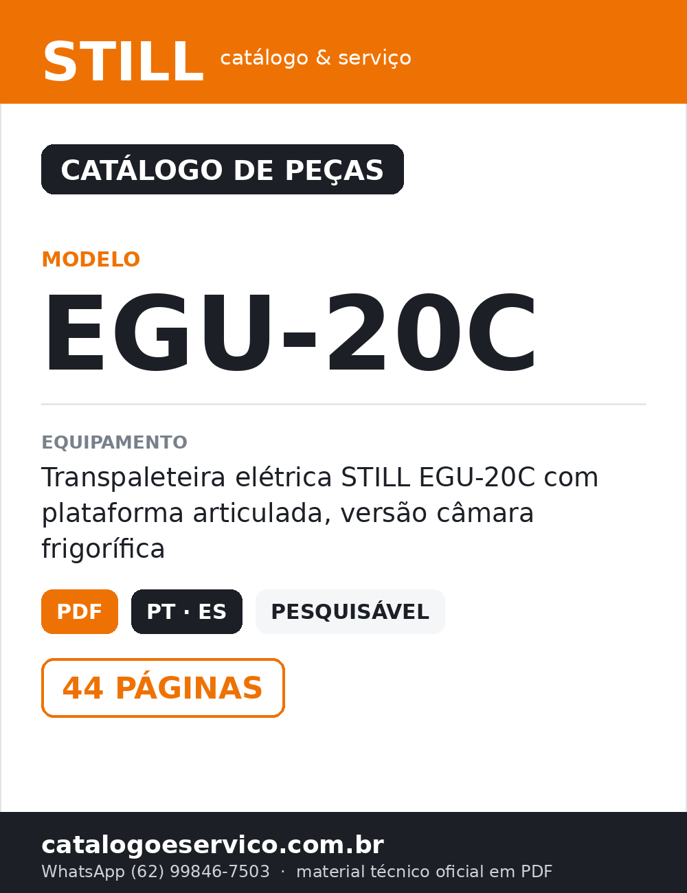 CATALOGO DE PEÇAS PDF TRANSPALETEIRA EGU-20C - STILL — capa