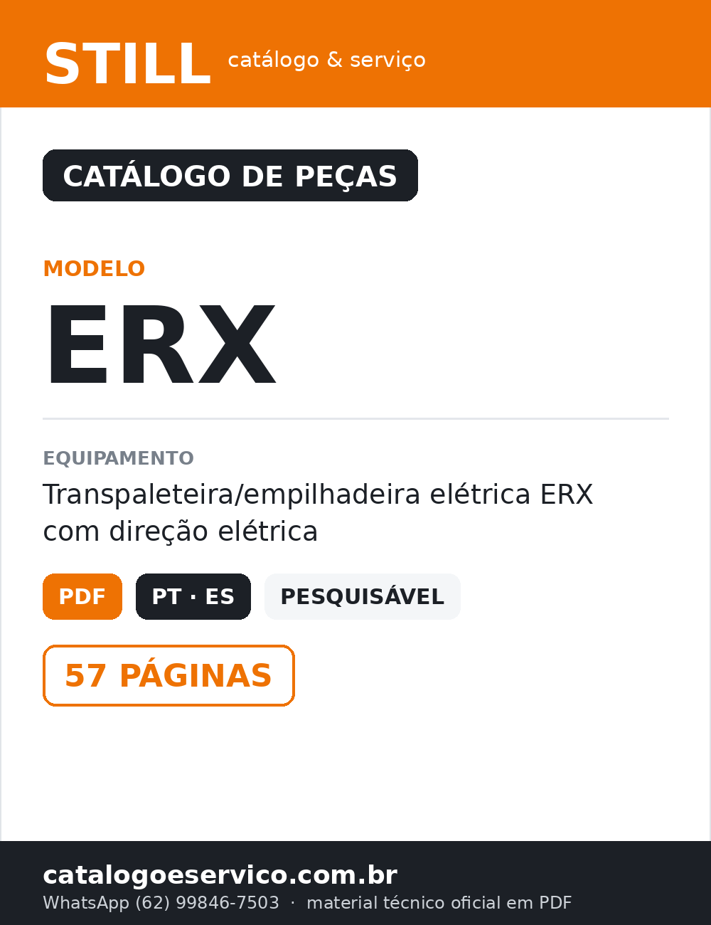 CATALOGO DE PEÇAS PDF TRANSPALETEIRA ERX DIREÇÃO ELÉTRICA - STILL — capa