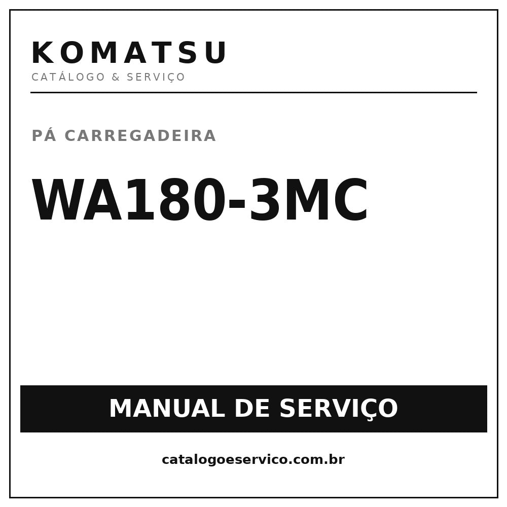 Manuais De Serviço KOMATSU - WA180-3MC - Retroescavadeira