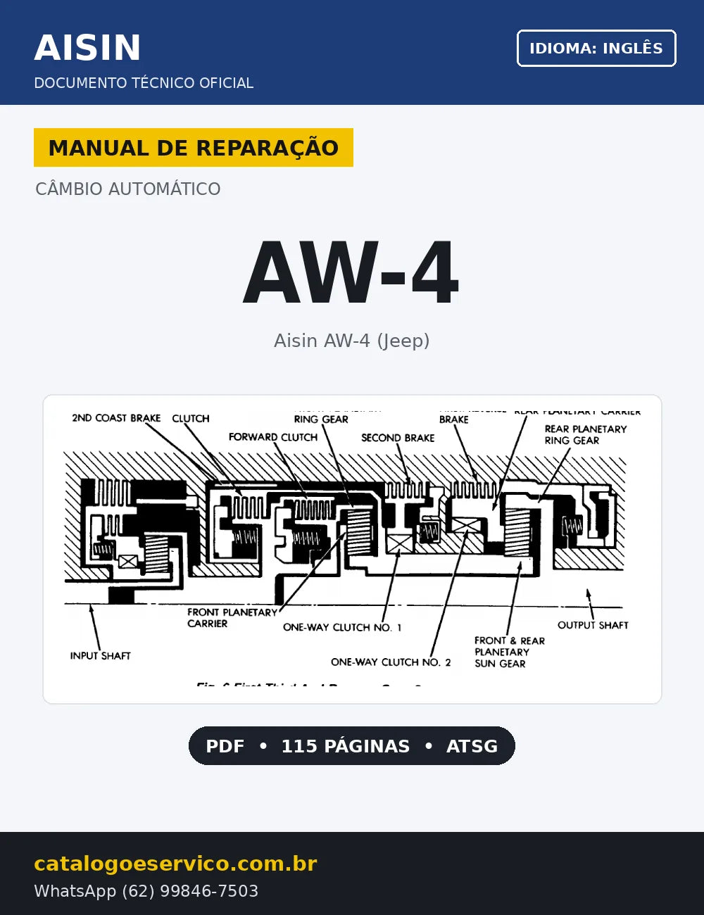 Capa Manual de Reparação Câmbio Automático Aisin AW-4 (Inglês)