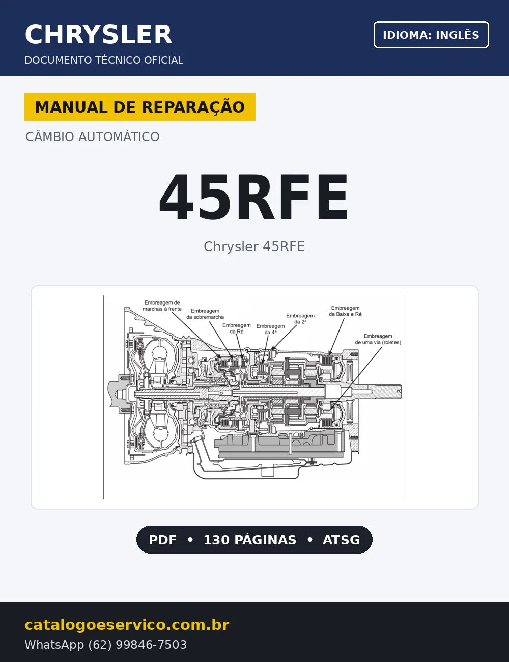 Capa Manual de Reparação Câmbio Automático Chrysler 45RFE