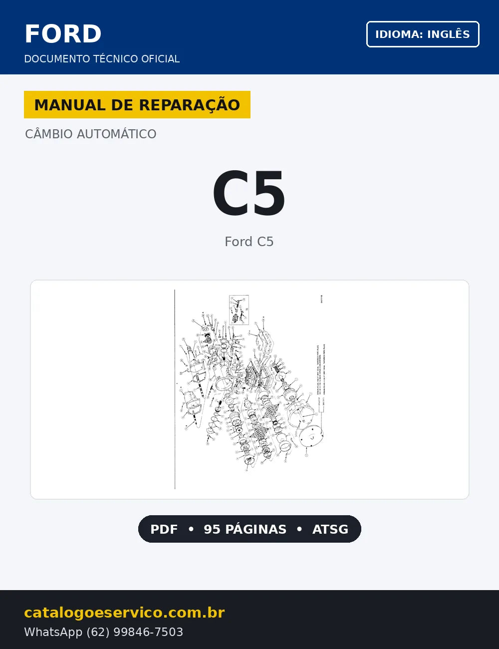 Capa Manual de Reparação Câmbio Automático Ford C5 (Inglês)