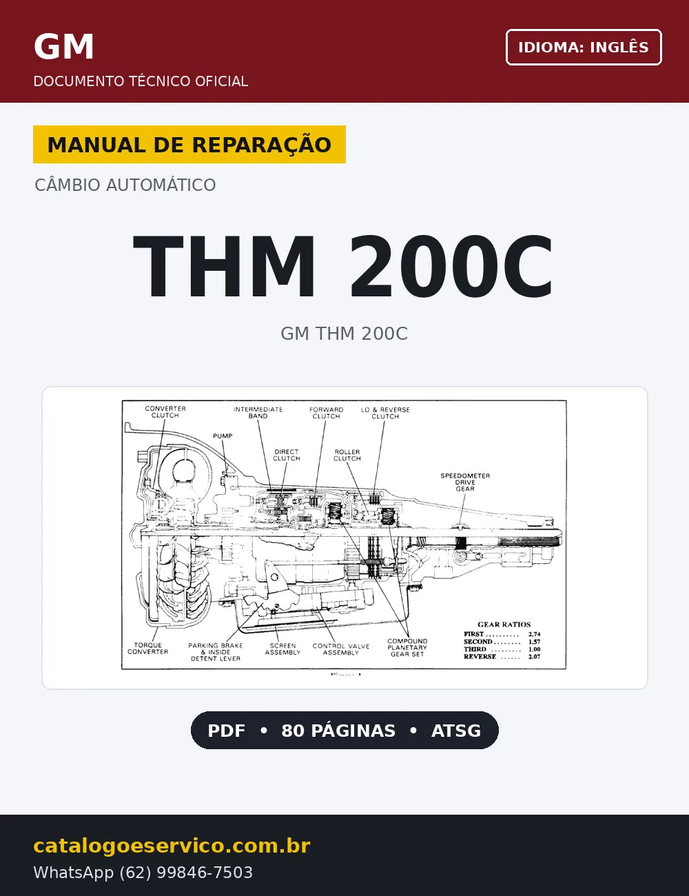Capa Manual de Reparação Câmbio Automático GM THM 200C (Inglês)