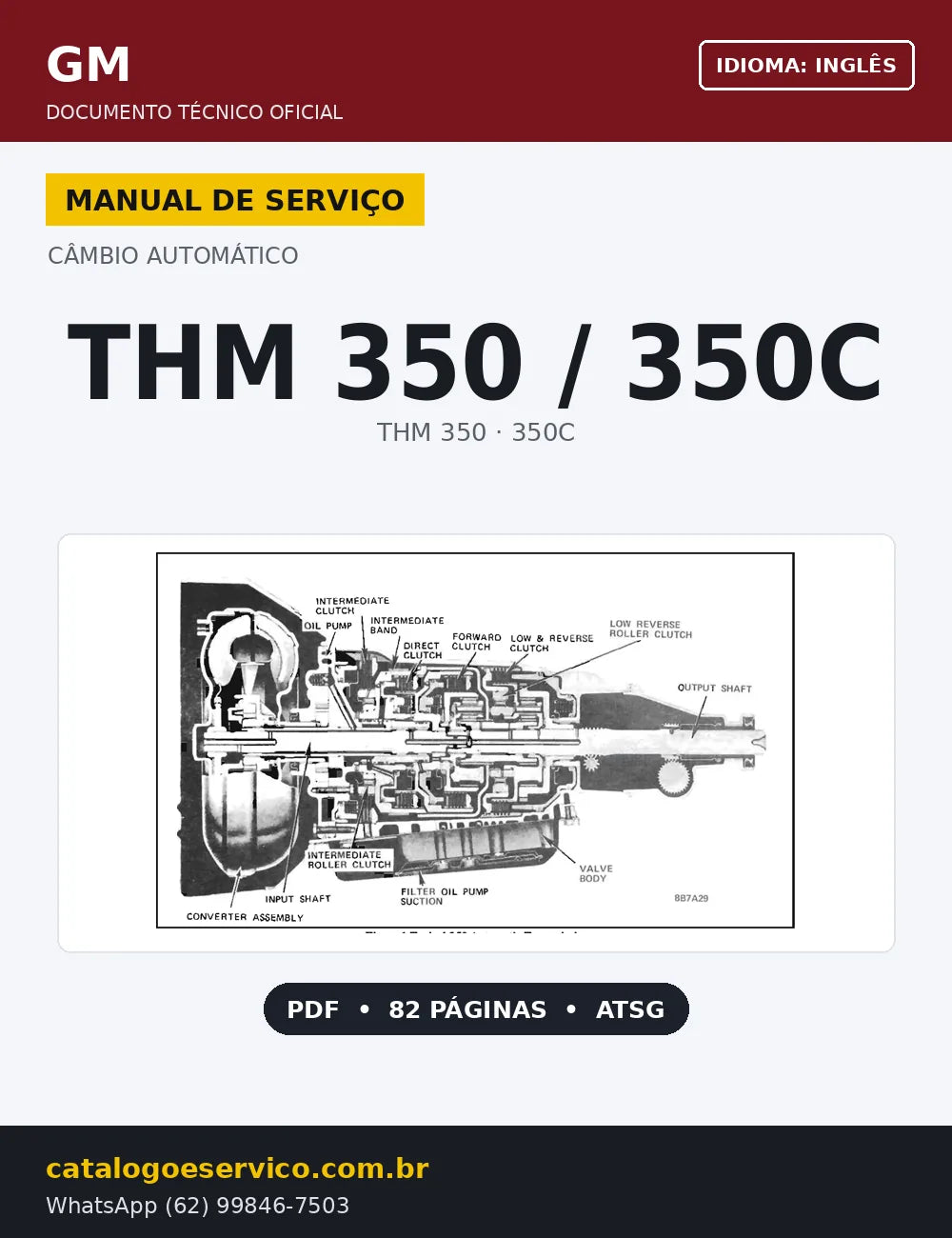 Capa Manual de Serviço Câmbio Automático GM THM 350C (Inglês)