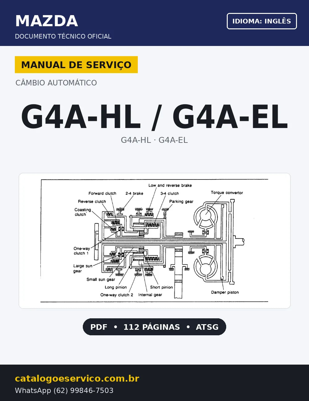 Capa Manual de Serviço Câmbio Automático Mazda G4A-HL (Inglês)
